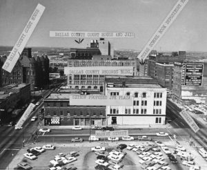 This is a photo used to propose the site of the JFK memorial. In 1860, Sarah Cockrell's hotel would have stood just out of frame before the fire. She would rebuild in the same location.