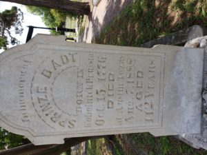 A fairly typically shaped rounded headstone for Sprinze Badt is shown here. Unusually, it is exceptionally crisp and detailed